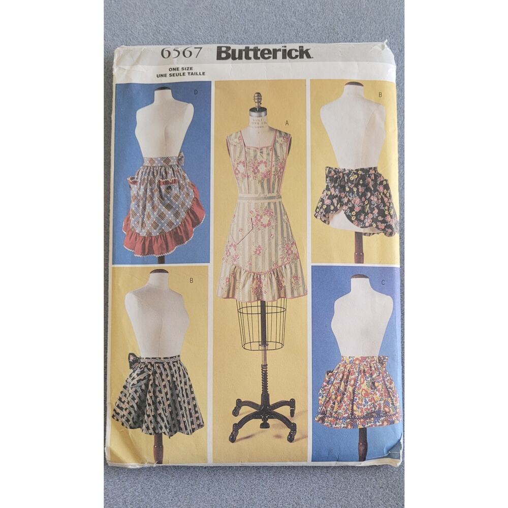 BUTTERICK Pattern 6567--4 Retro styles Women's Aprons -- Sz-One Size